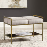 Bench - Maria Upholstered Stool Warm Grey and Gold
