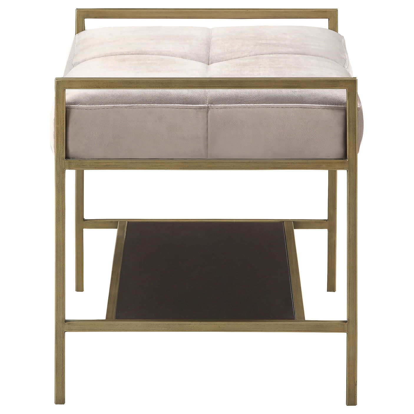 Bench - Maria Upholstered Stool Warm Grey and Gold