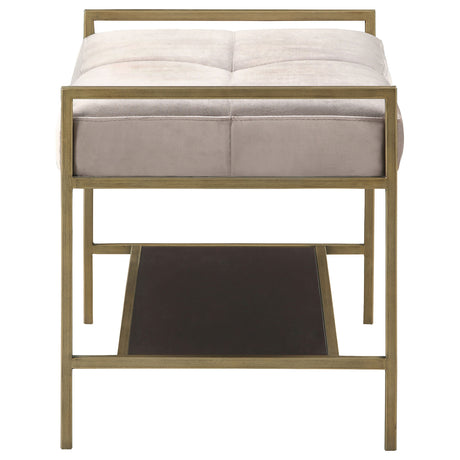 Bench - Maria Upholstered Stool Warm Grey and Gold