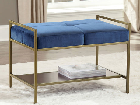 Bench - Maria Upholstered Stool Navy Blue and Gold