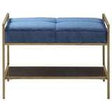 Bench - Maria Upholstered Stool Navy Blue and Gold
