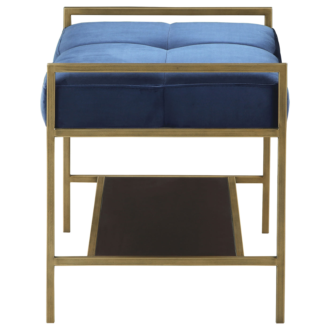 Bench - Maria Upholstered Stool Navy Blue and Gold
