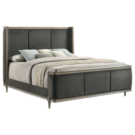 Alderwood Upholstered Eastern King Wingback Bed French Grey | Coaster - 223121KE - Home Elegance USA - 3