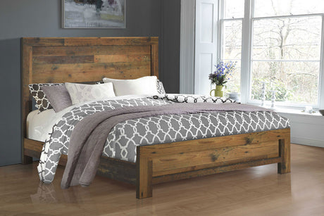 Eastern King Bed - Sidney Wood Eastern King Panel Bed Rustic Pine