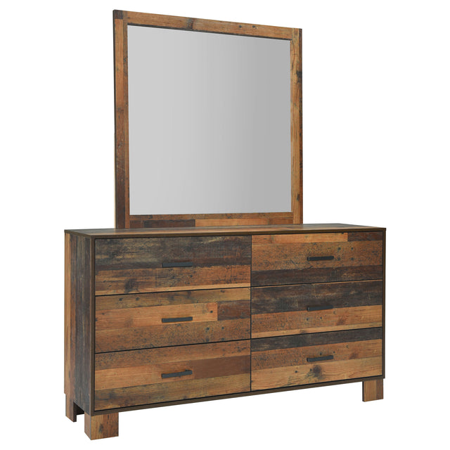 Dresser With Mirror - Sidney 6-drawer Dresser with Mirror Rustic Pine