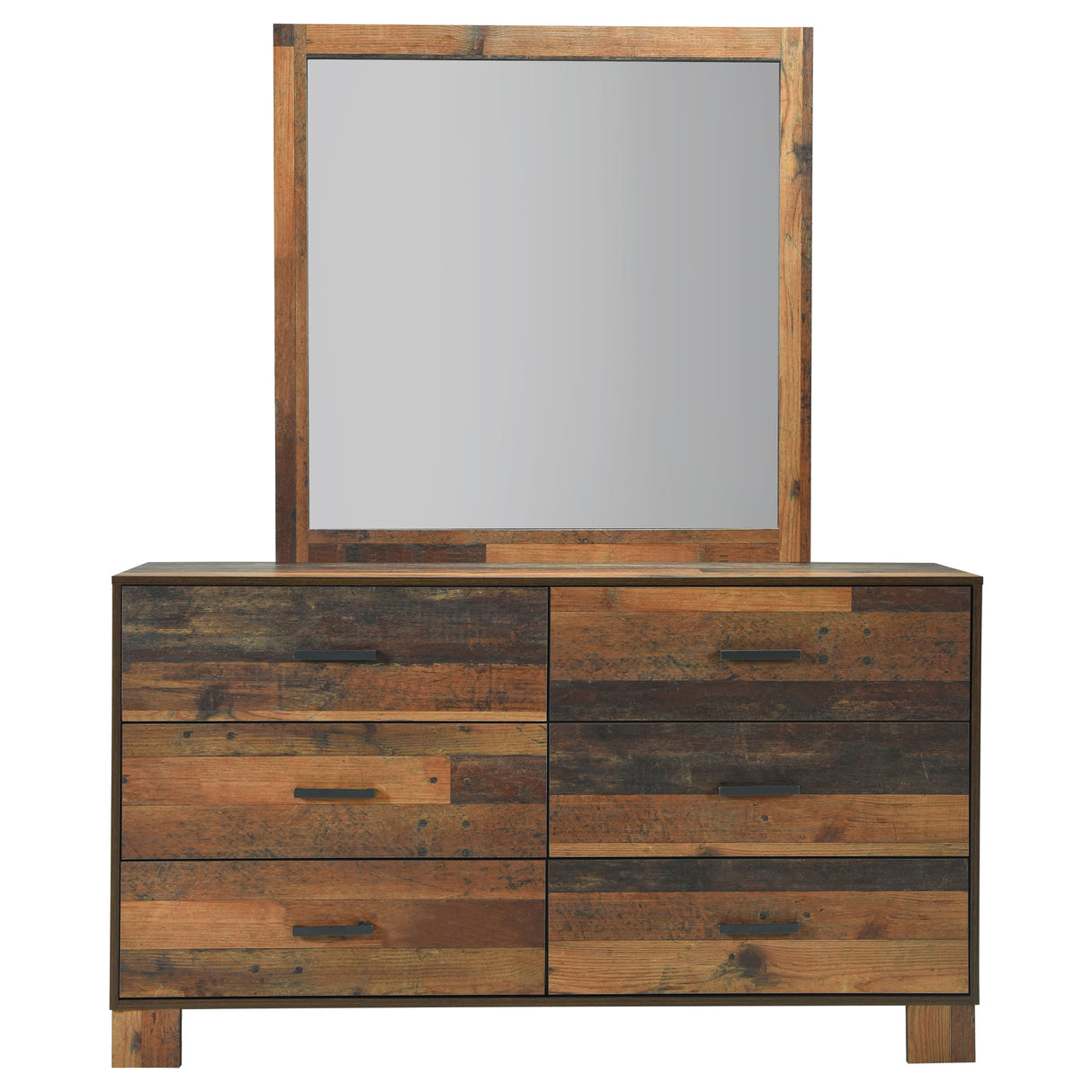 Dresser With Mirror - Sidney 6-drawer Dresser with Mirror Rustic Pine