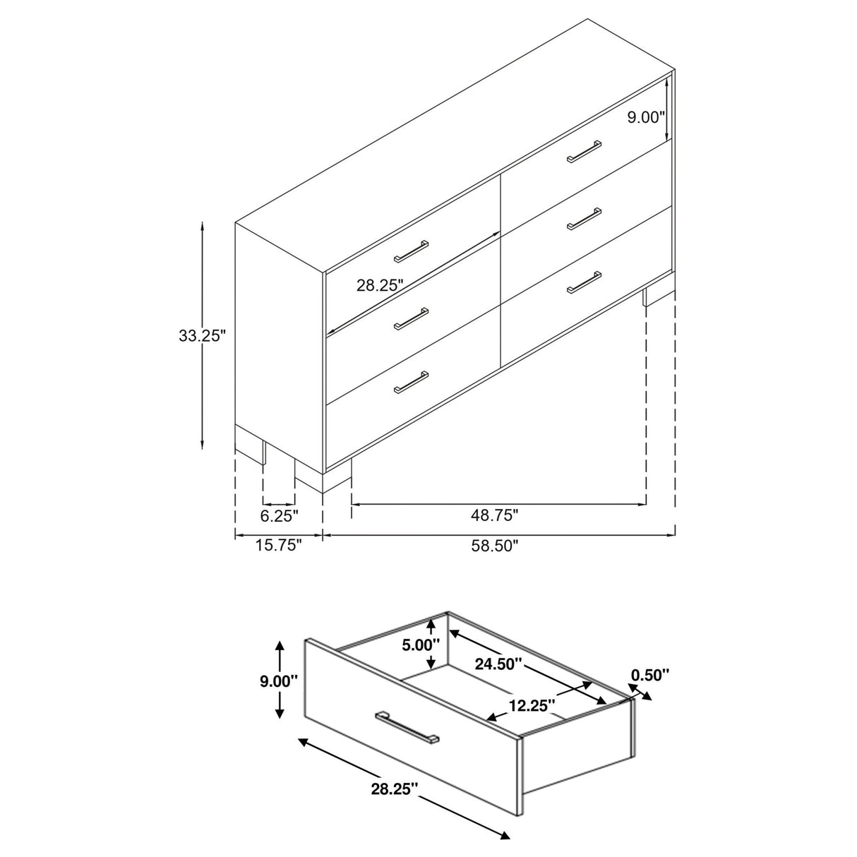 Dresser - Sidney 6-drawer Dresser Rustic Pine