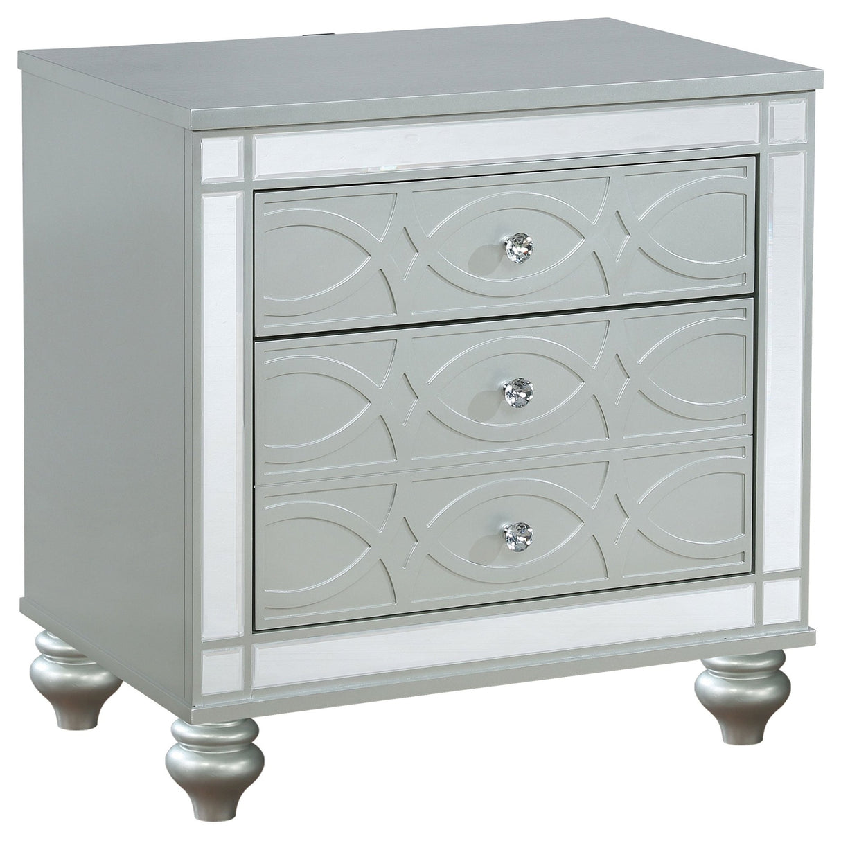 Nightstand - Gunnison 2-drawer Nightstand Silver Metallic