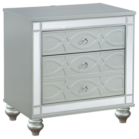 Nightstand - Gunnison 2-drawer Nightstand Silver Metallic