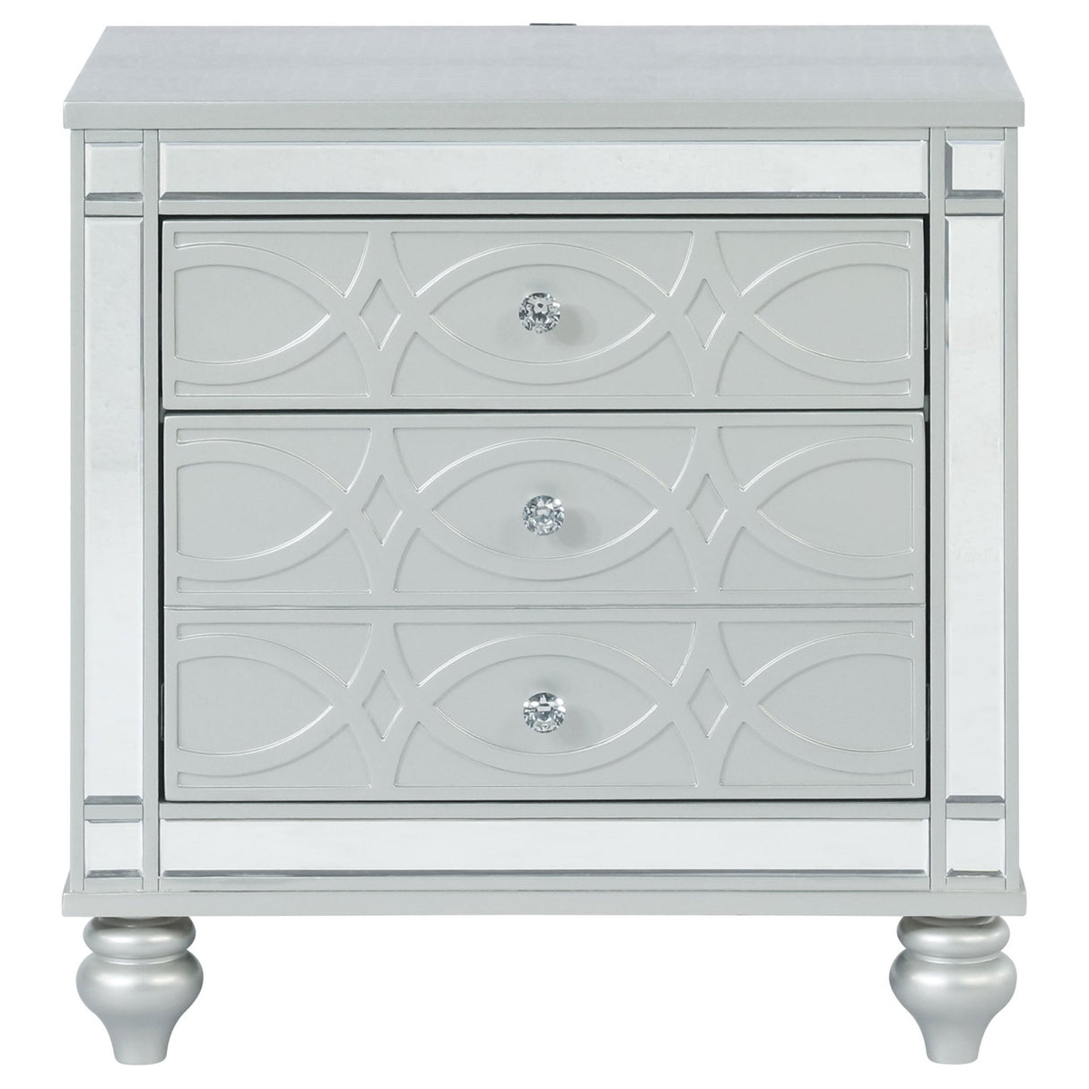 Nightstand - Gunnison 2-drawer Nightstand Silver Metallic