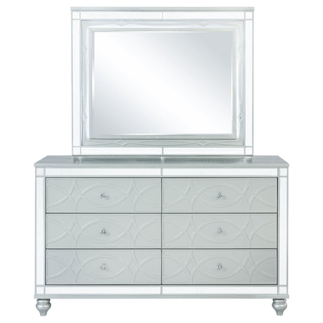 Dresser With Mirror - Gunnison 6-drawer Dresser with Mirror Silver Metallic