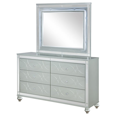 Dresser With Mirror - Gunnison 6-drawer Dresser with Mirror Silver Metallic