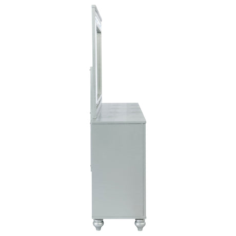 Dresser With Mirror - Gunnison 6-drawer Dresser with Mirror Silver Metallic
