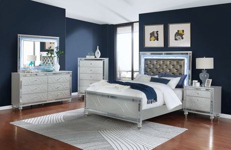 Dresser With Mirror - Gunnison 6-drawer Dresser with Mirror Silver Metallic