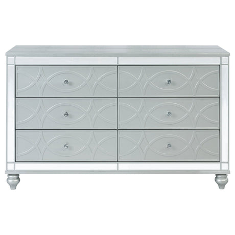 Dresser - Gunnison 6-drawer Dresser Silver Metallic