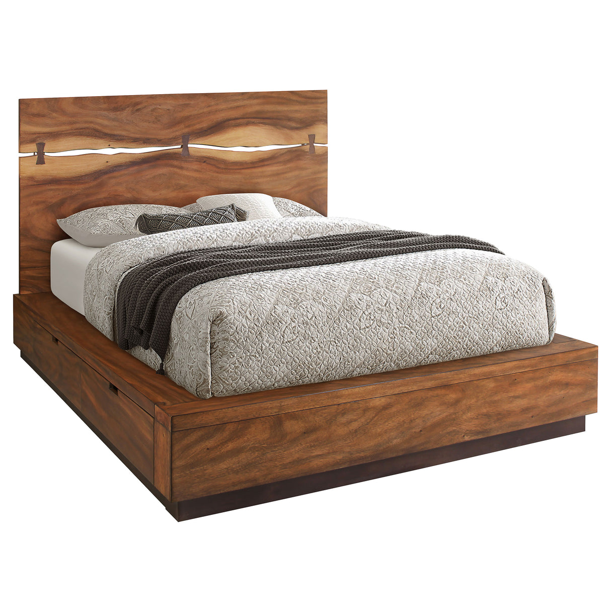 Queen Storage Bed - Winslow Wood Queen Storage Panel Bed Smokey Walnut