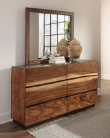 Dresser With Mirror - Winslow 6-drawer Dresser with Mirror Smokey Walnut and Coffee Bean