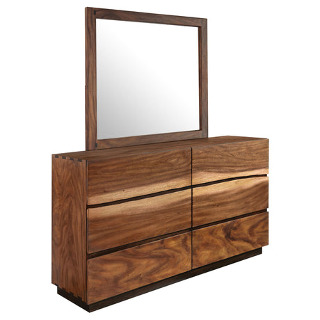 Dresser With Mirror - Winslow 6-drawer Dresser with Mirror Smokey Walnut and Coffee Bean