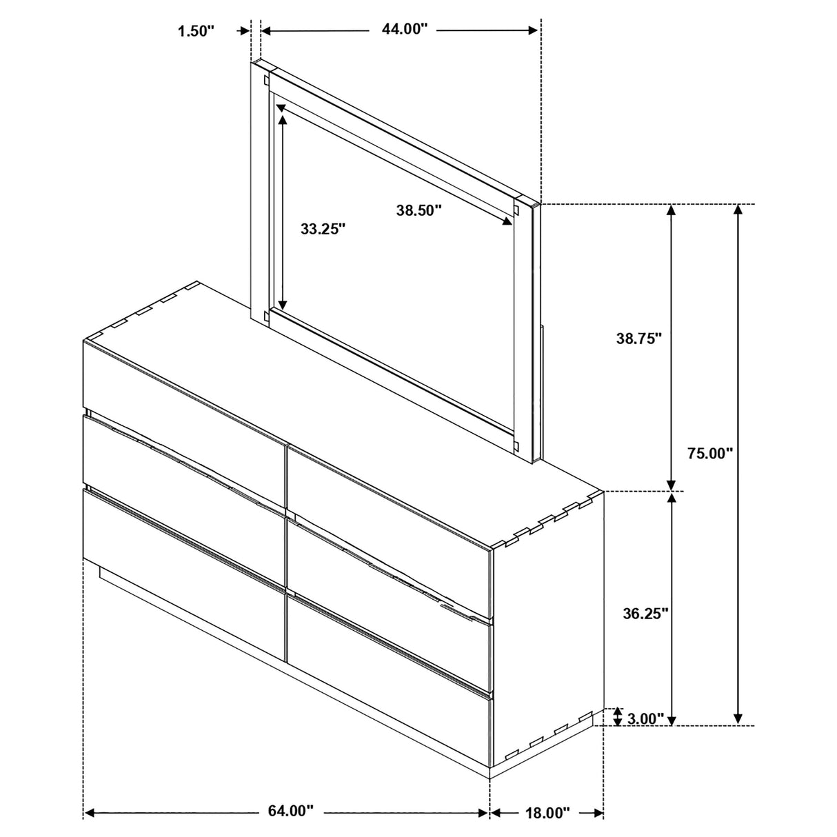 Dresser With Mirror - Winslow 6-drawer Dresser with Mirror Smokey Walnut and Coffee Bean