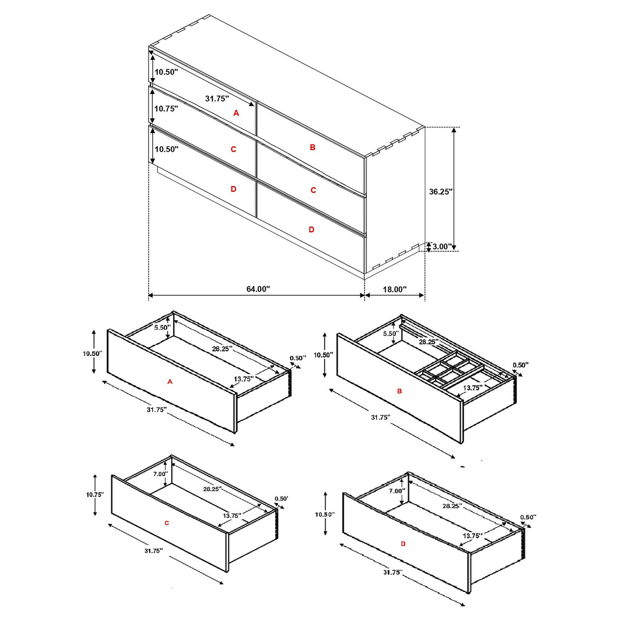 Dresser - Winslow 6-drawer Dresser Smokey Walnut and Coffee Bean