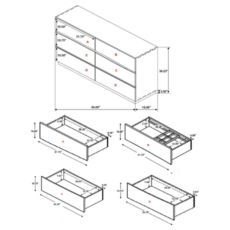 Dresser - Winslow 6-drawer Dresser Smokey Walnut and Coffee Bean