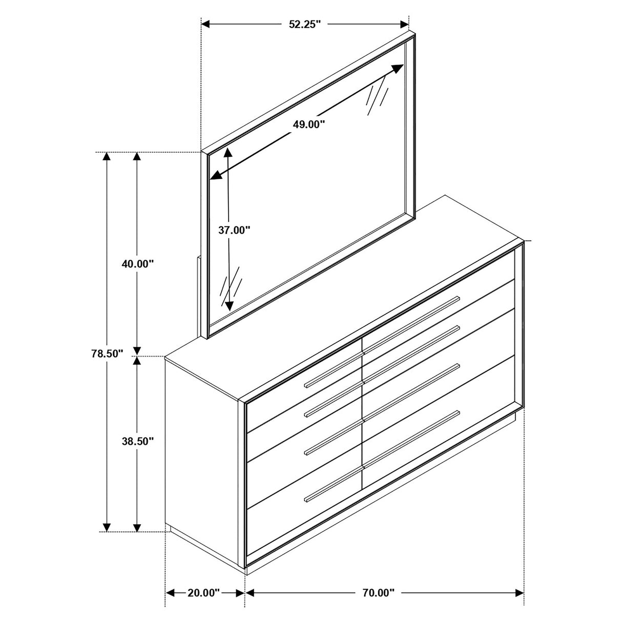 Dresser With Mirror - Durango 8-drawer Dresser with Mirror Smoked Peppercorn