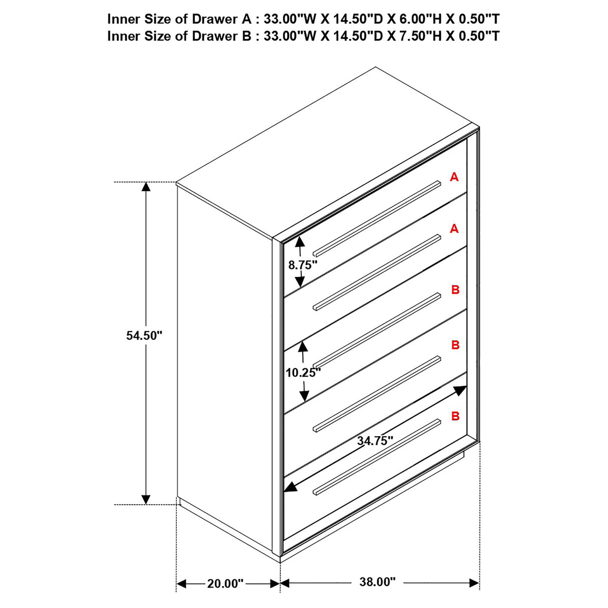 Chest - Durango 5-drawer Chest Smoked Peppercorn