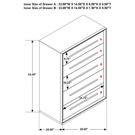 Chest - Durango 5-drawer Chest Smoked Peppercorn