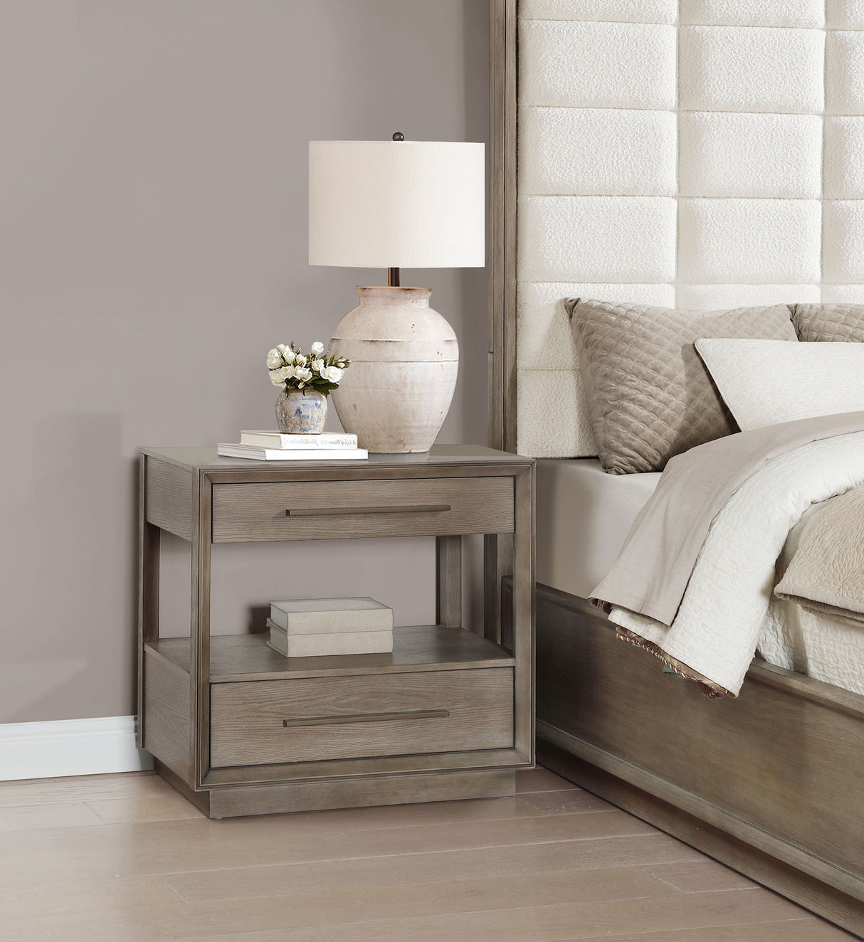Durango 2-drawer Nightstand Bedside Table Washed Oak - Home Elegance USA