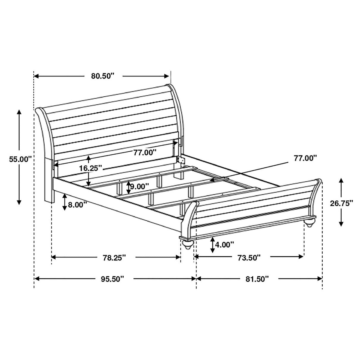 Eastern King Bed  - Stillwood Wood Eastern King Sleigh Bed Vintage Linen