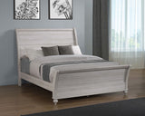 Queen Bed - Stillwood Wood Queen Sleigh Bed Vintage Linen