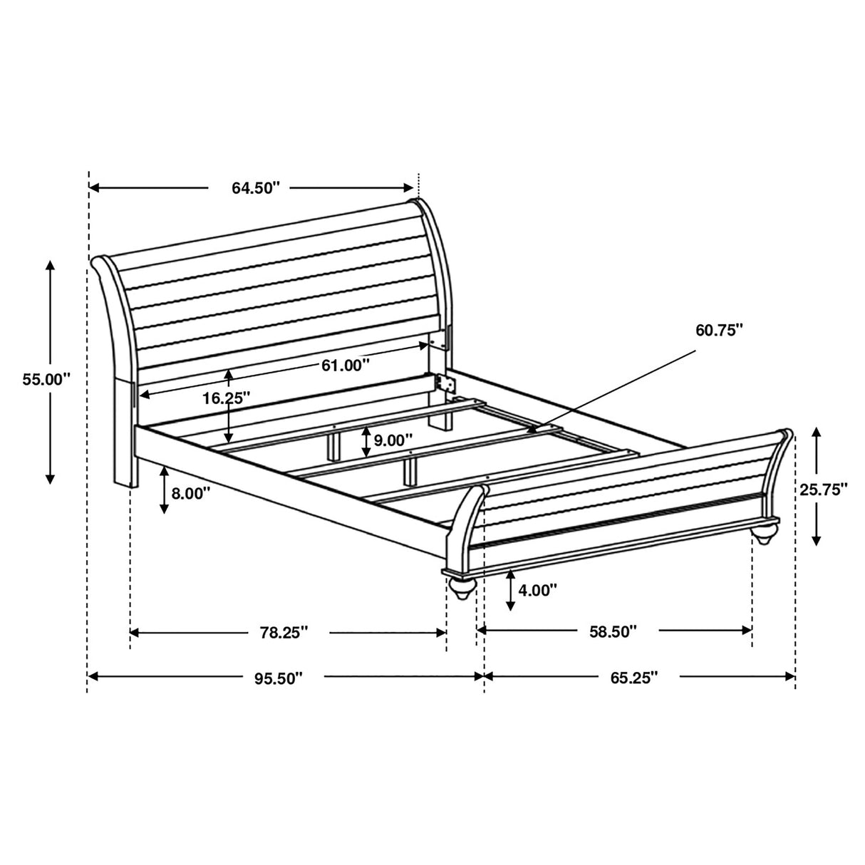 Queen Bed - Stillwood Wood Queen Sleigh Bed Vintage Linen