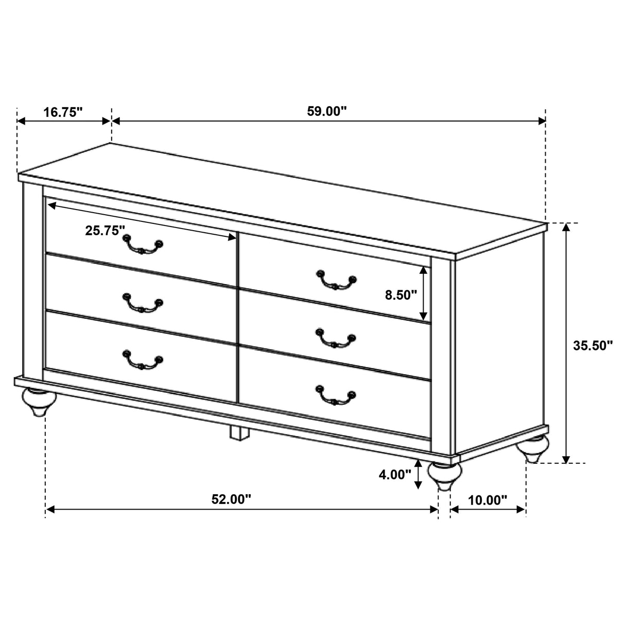 Dresser - Stillwood 6-drawer Dresser Vintage Linen