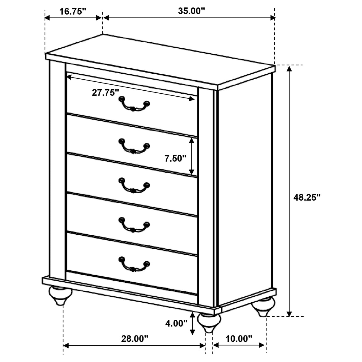 Chest - Stillwood 5-drawer Chest Vintage Linen