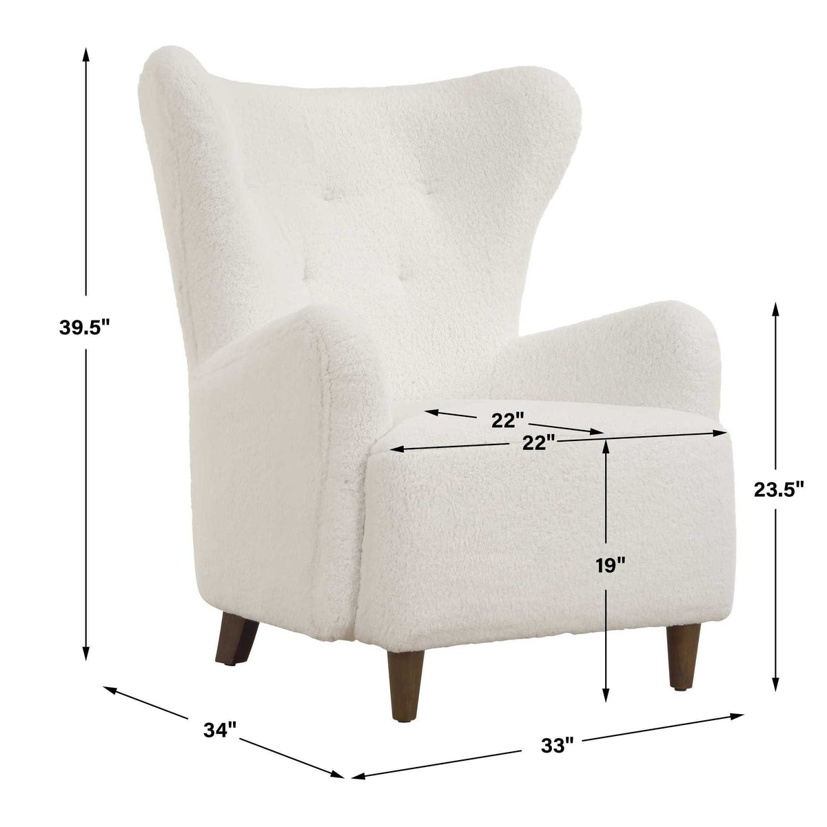 Ingel Wingback Armchair - White by Uttermost - View 10