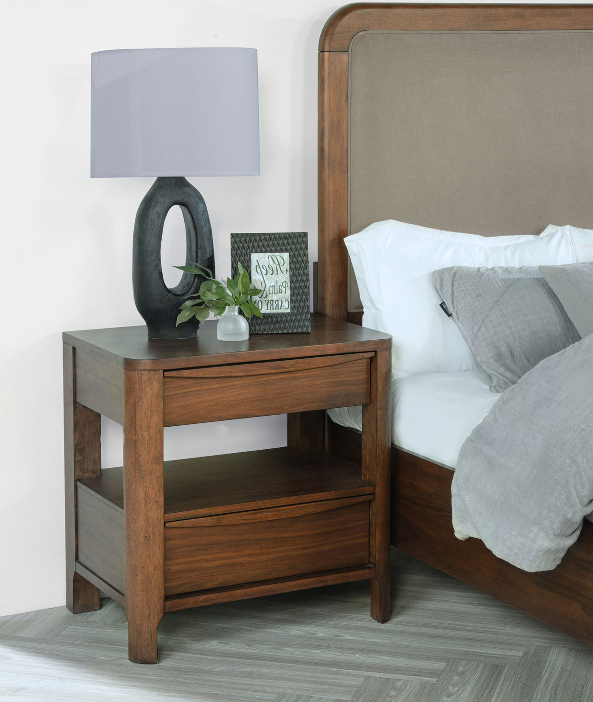 Maderia 2-drawer Nightstand Bedside Table Walnut - Home Elegance USA