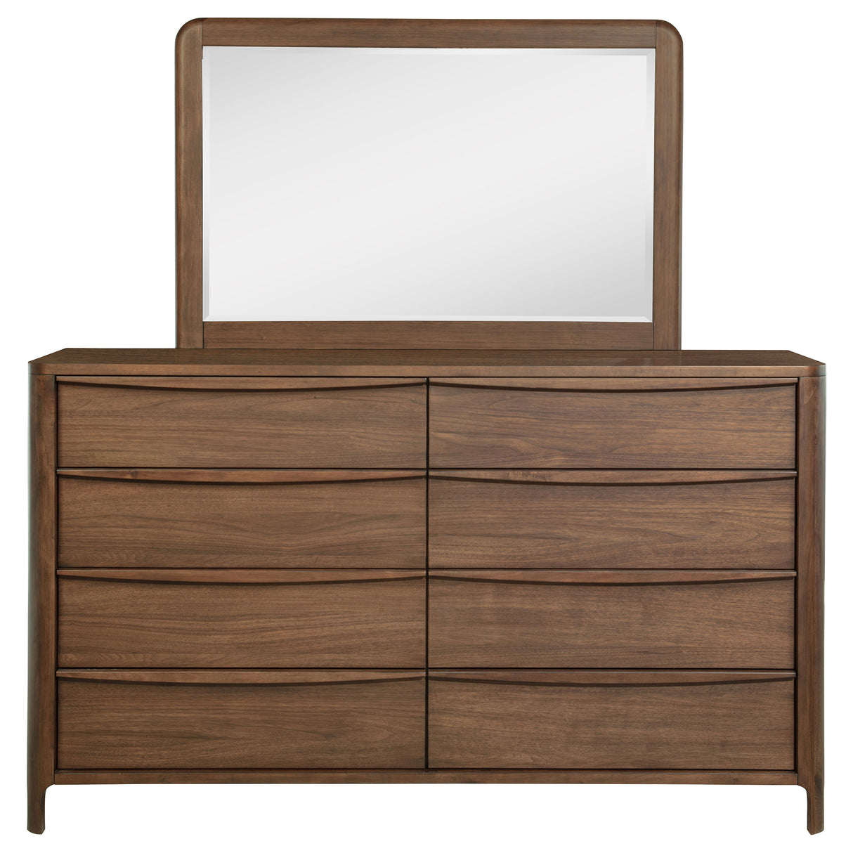 Maderia 8-drawer Dresser and Mirror Walnut - Home Elegance USA