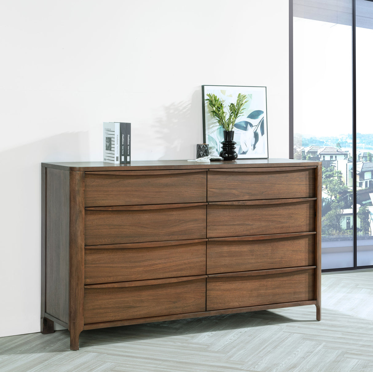 Maderia 8-drawer Dresser Cabinet Walnut - Home Elegance USA
