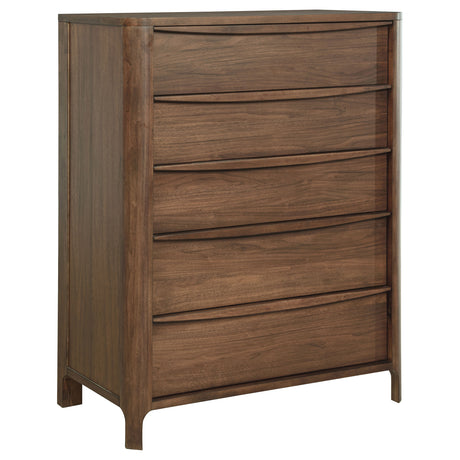 Maderia 5-drawer Chest of Drawers Walnut - Home Elegance USA
