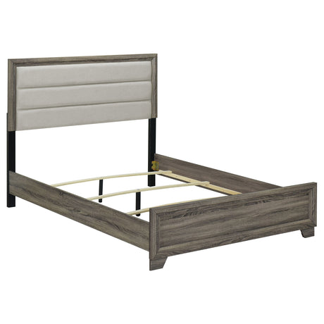 Wright 50-inch Upholstered Queen Bed Brown Oak -  Coaster Furniture