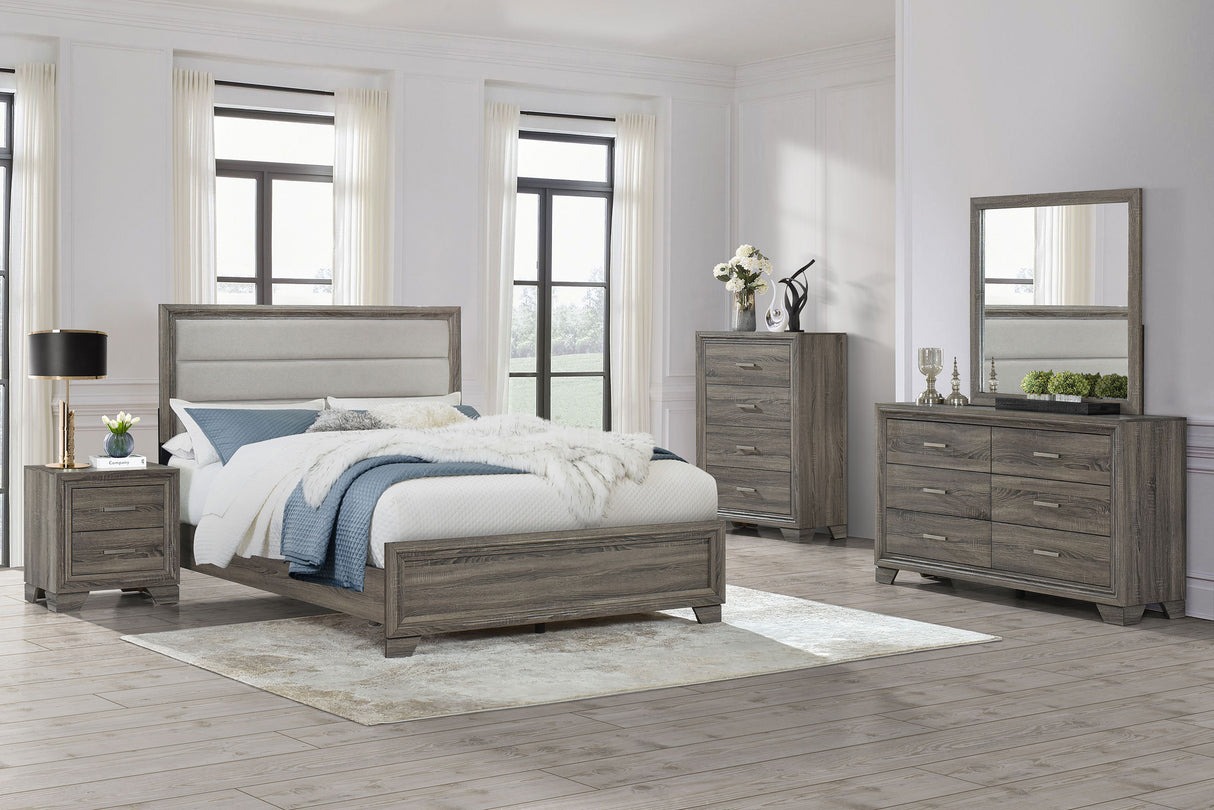 Wright 6-drawer Dresser and Mirror Brown Oak - Home Elegance USA