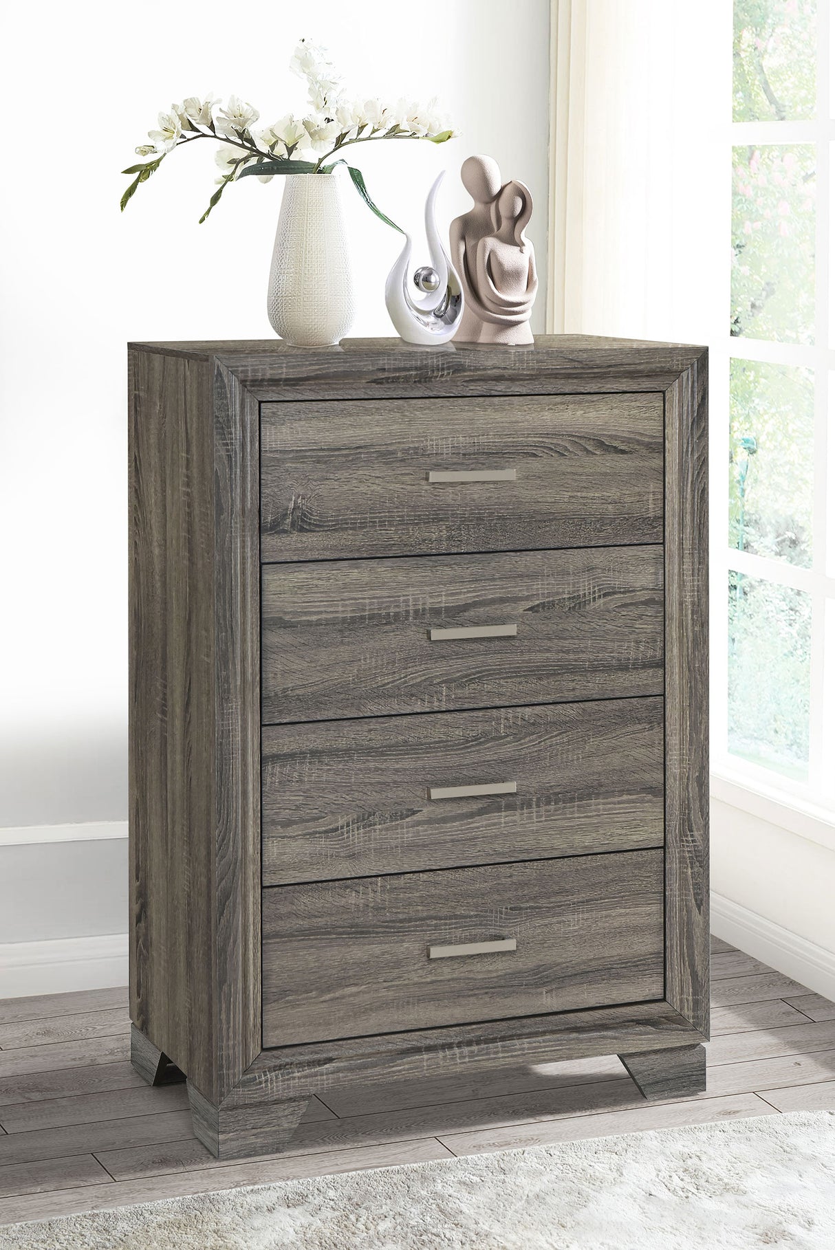 Wright 4-drawer Chest of Drawers Brown Oak - Home Elegance USA