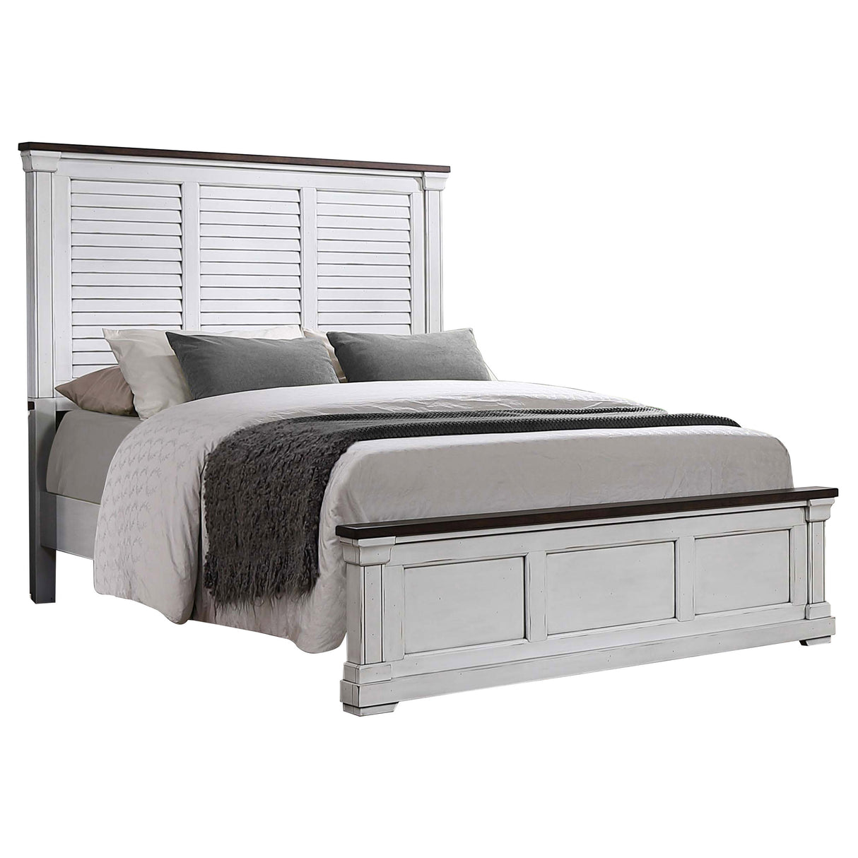 Eastern King Bed 4 Pc Set - Hillcrest 4-piece Eastern King Bedroom Set Distressed White