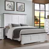 Eastern King Bed  - Hillcrest Wood Eastern King Panel Bed Distressed White