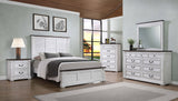 Eastern King Bed  - Hillcrest Wood Eastern King Panel Bed Distressed White