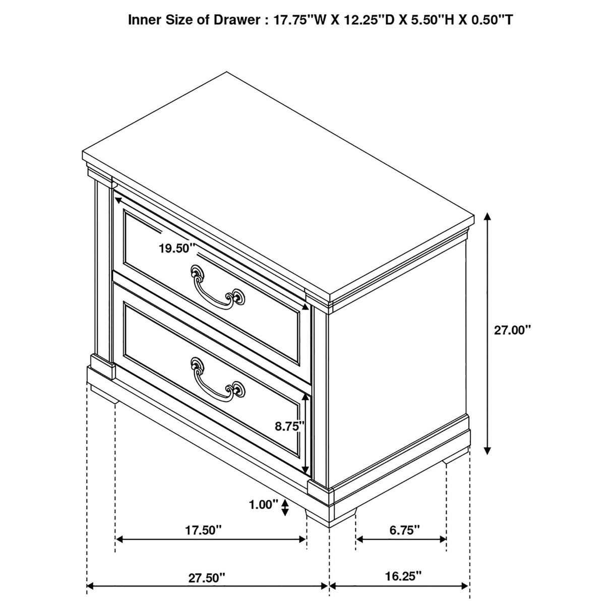 Nightstand - Hillcrest 2-drawer Nightstand Dark Rum and White