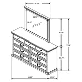 Dresser With Mirror - Hillcrest 9-drawer Dresser with Mirror Dark Rum and White