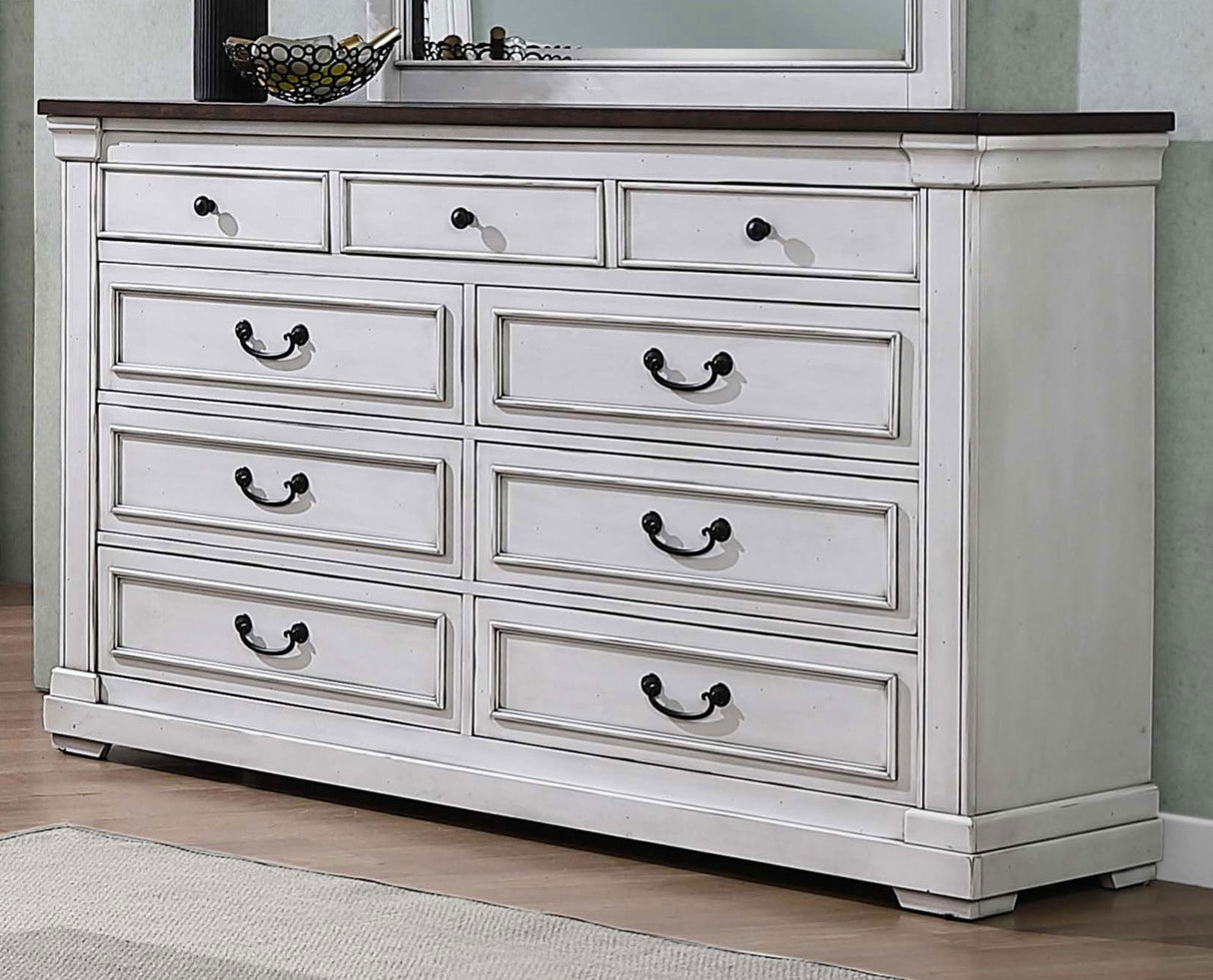 Dresser - Hillcrest 9-drawer Dresser Dark Rum and White