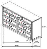 Dresser - Hillcrest 9-drawer Dresser Dark Rum and White