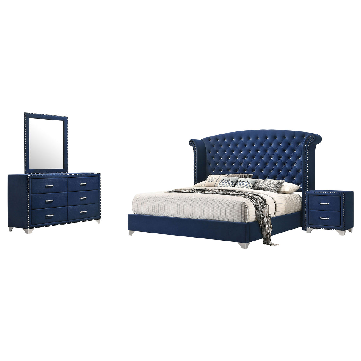 Eastern King Bed 4 Pc Set - Melody 4-piece Eastern King Bedroom Set Pacific Blue